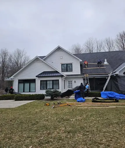 Before Roof Leak Repair Failed Flashing, Arlington VA Damaged roof flashing causing leak around chimney on Arlington Virginia home