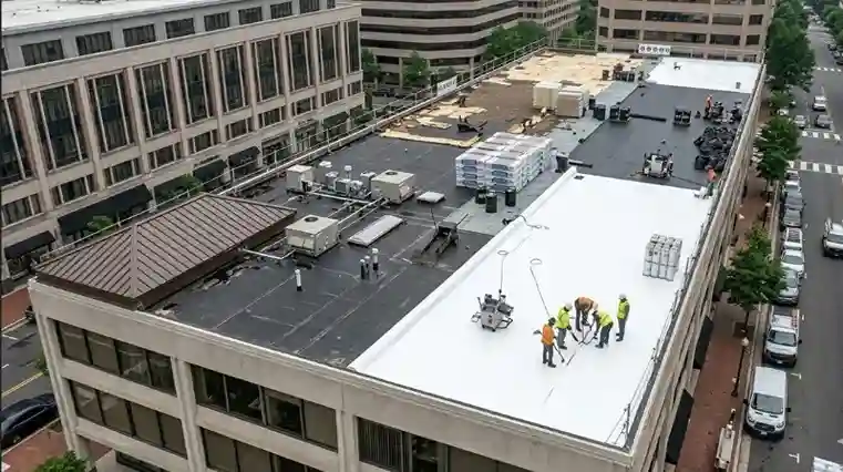 TPO and EPDM commercial roofing membrane comparison flat roof Arlington VA